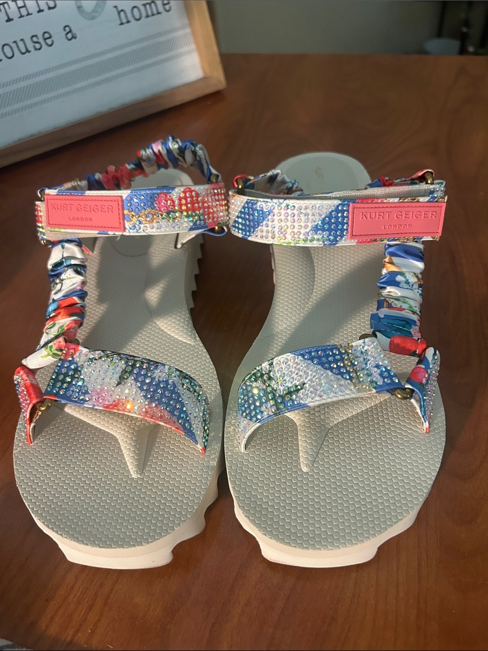 Kurt Geiger Multicolor Crystal-Strap Women's Sandals